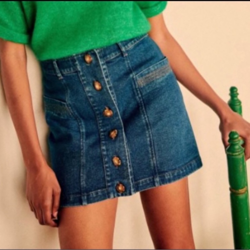 Sezane Alison Mini Skirt Denim Jean Blue Size 36 US 4 - Picture 7 of 7